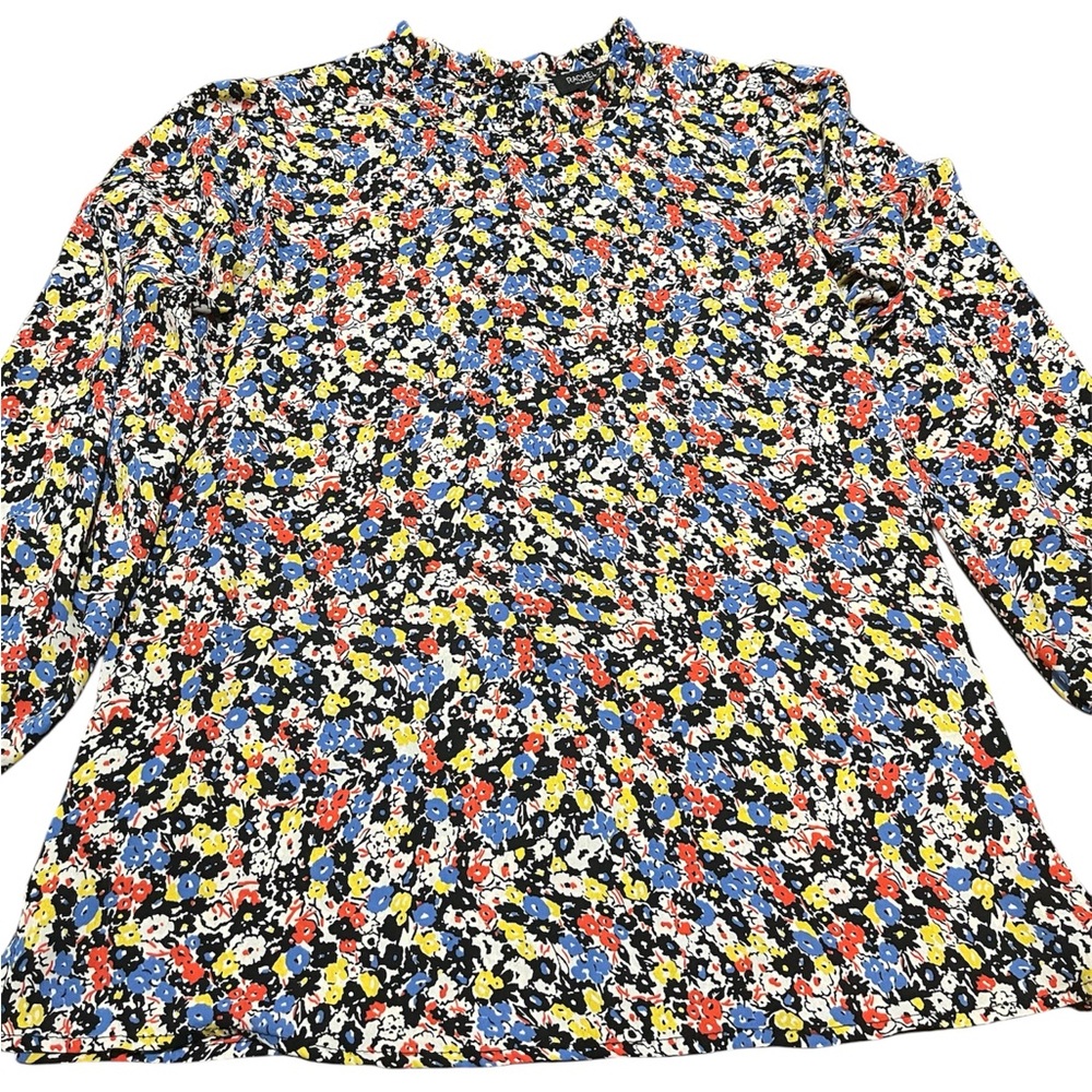 Rachel Zoe Blouse Chiffon Long Sleeve Wildflowers Shirt Ruffled Neck Size